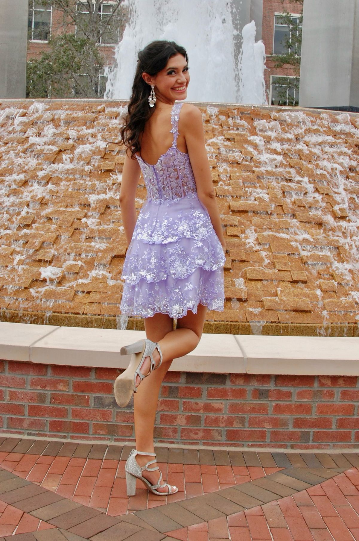 Style 55500 Sherri Hill Size 00 Prom Plunge Purple Cocktail Dress on Queenly