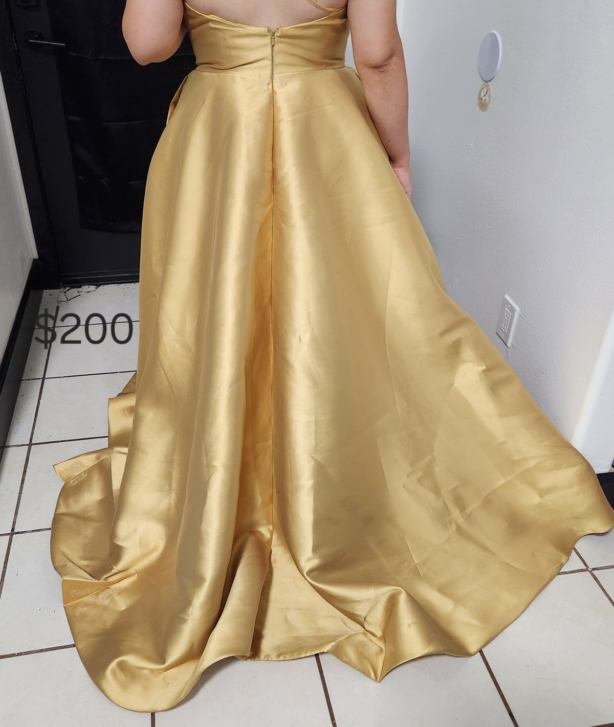 Terani Couture Size 14 Prom One Shoulder Sequined Gold Ball Gown on Queenly