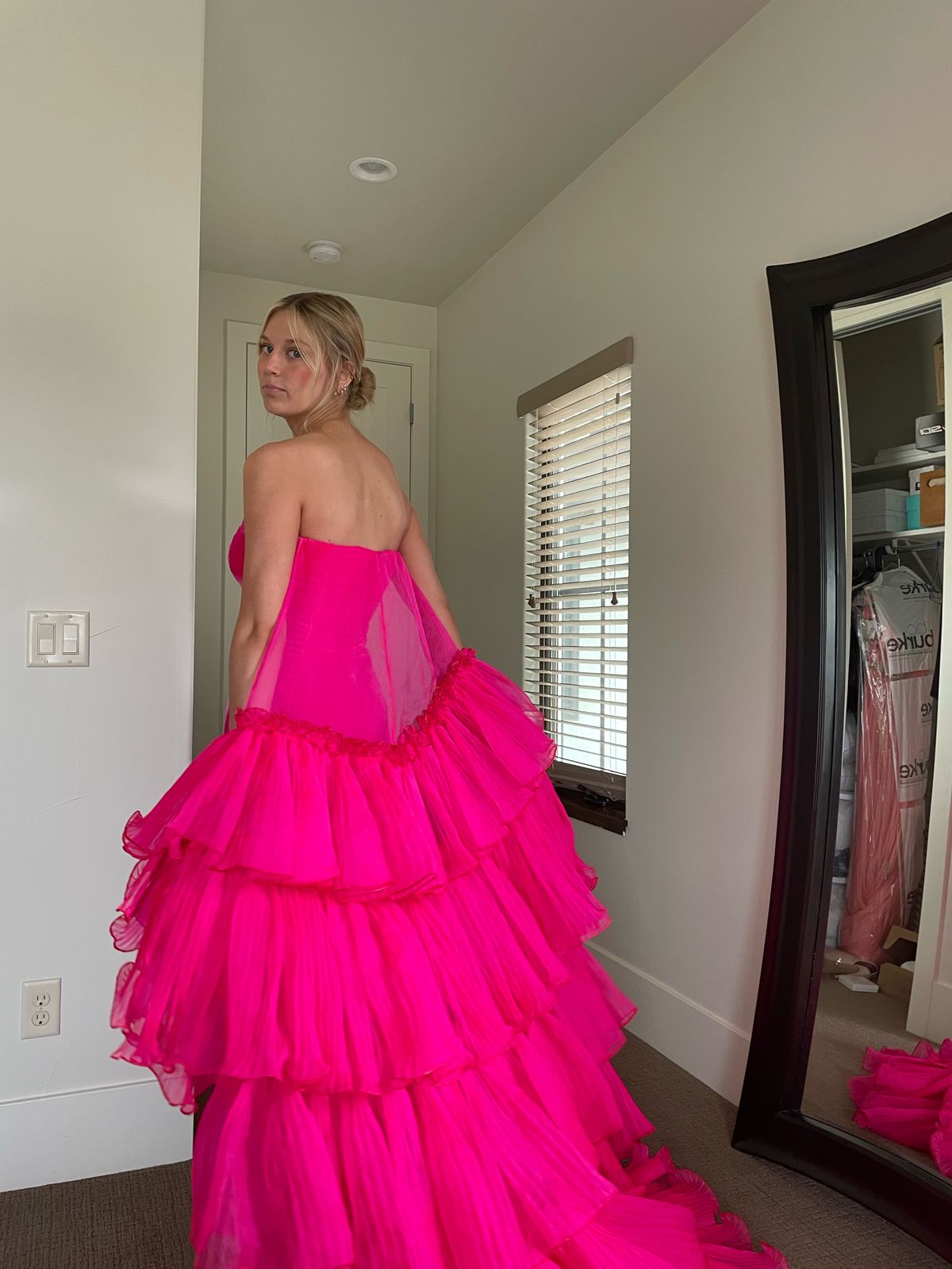 Custom Size 0 Pageant Strapless Velvet Pink Dress With Train on Queenly