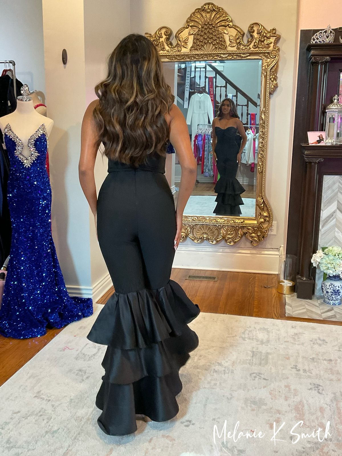 Size S Prom Strapless Black Formal Jumpsuit on Queenly