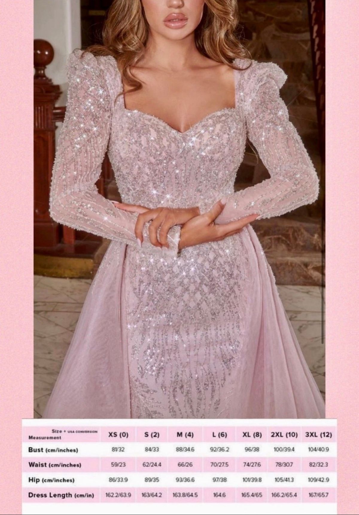 Portia and Scarlett Size 0 Prom Long Sleeve Pink Dress With Train on Queenly