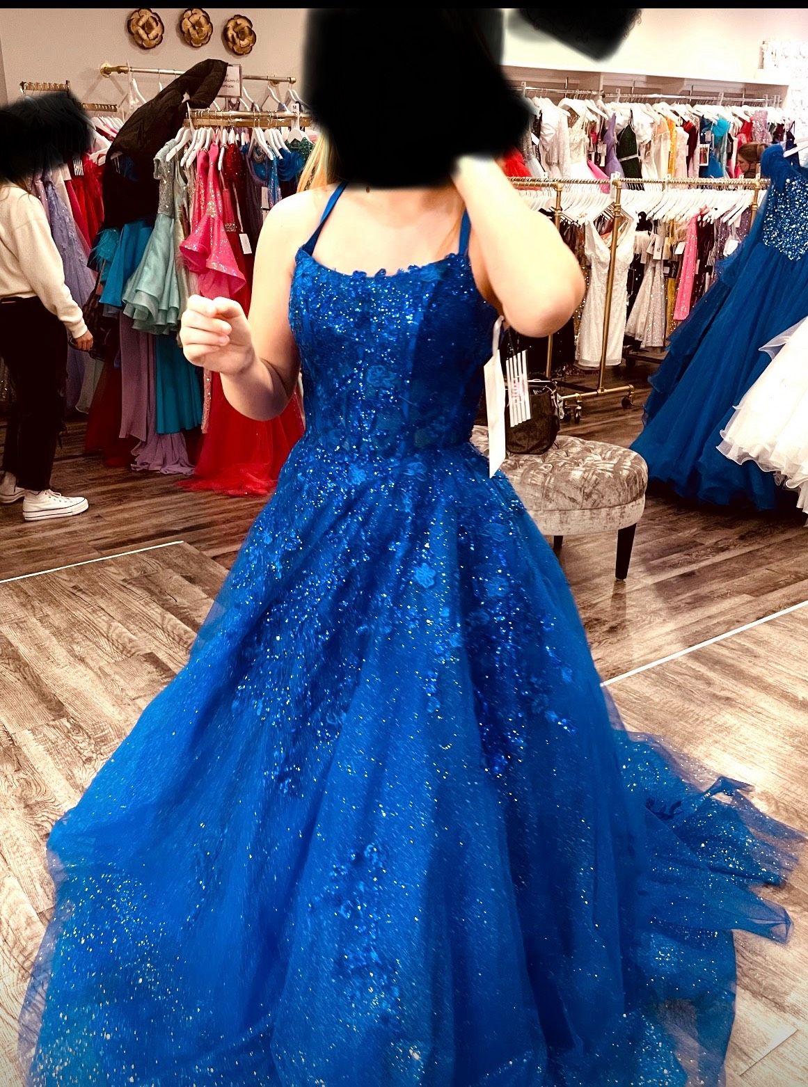 Size 00 Pageant Plunge Royal Blue Ball Gown on Queenly