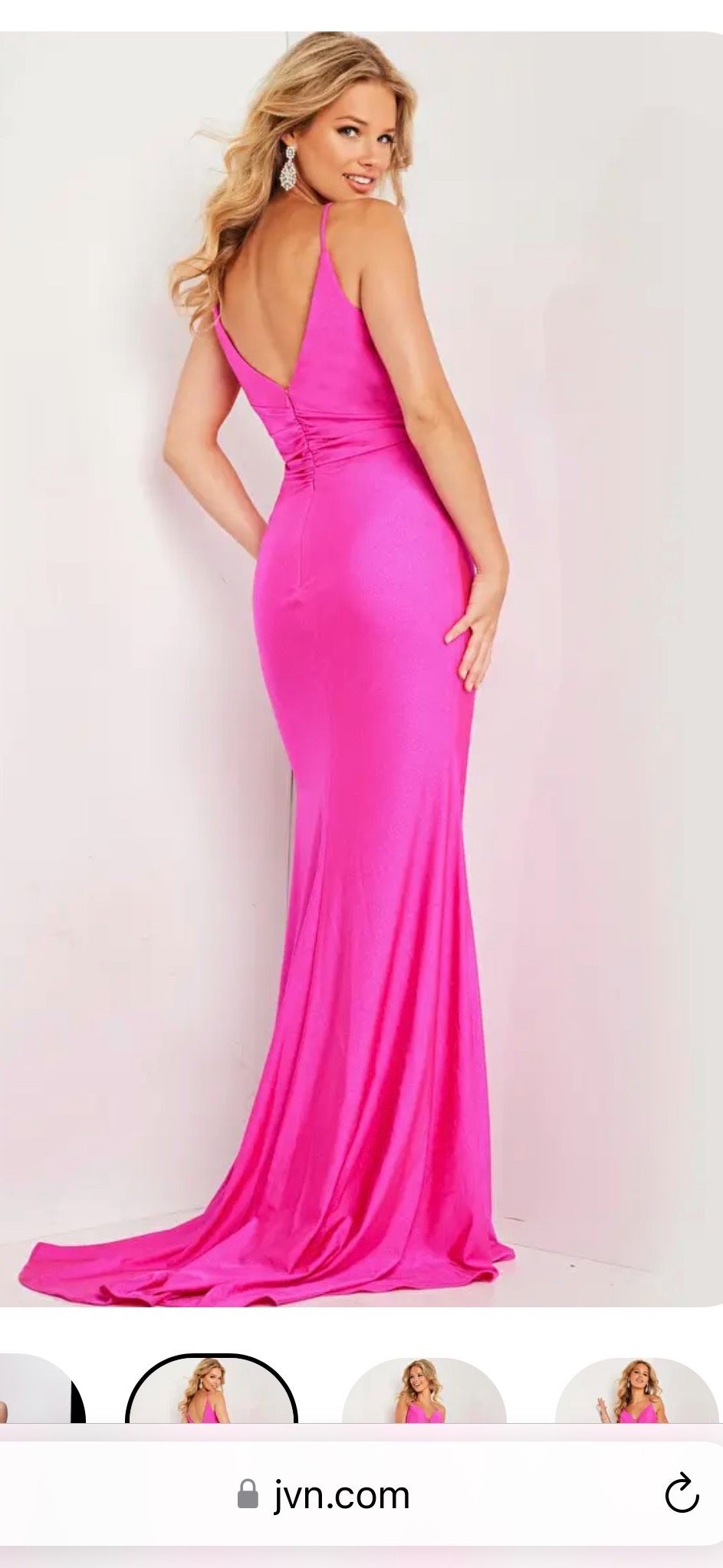 Jovani Size 2 Prom Plunge Pink Side Slit Dress on Queenly