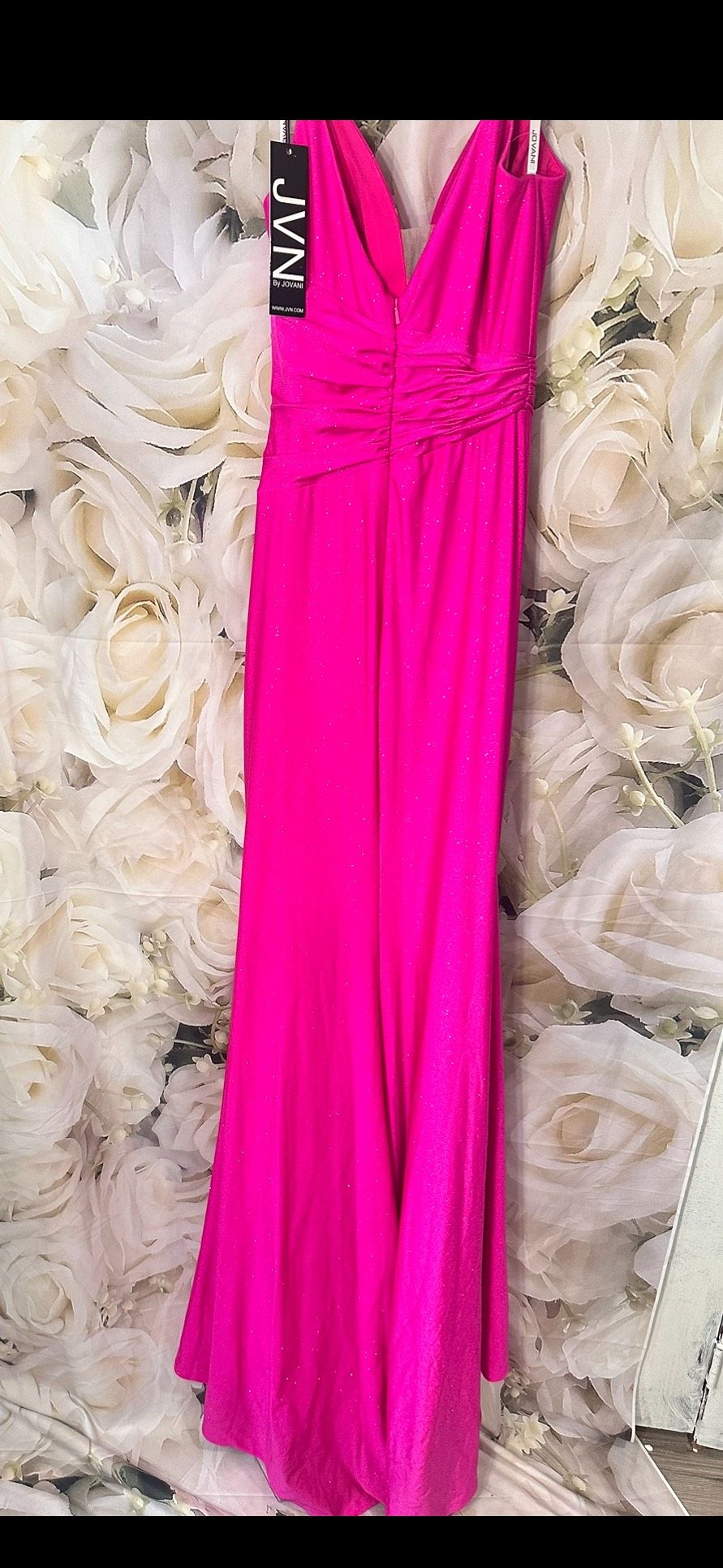 Jovani Size 2 Prom Plunge Pink Side Slit Dress on Queenly