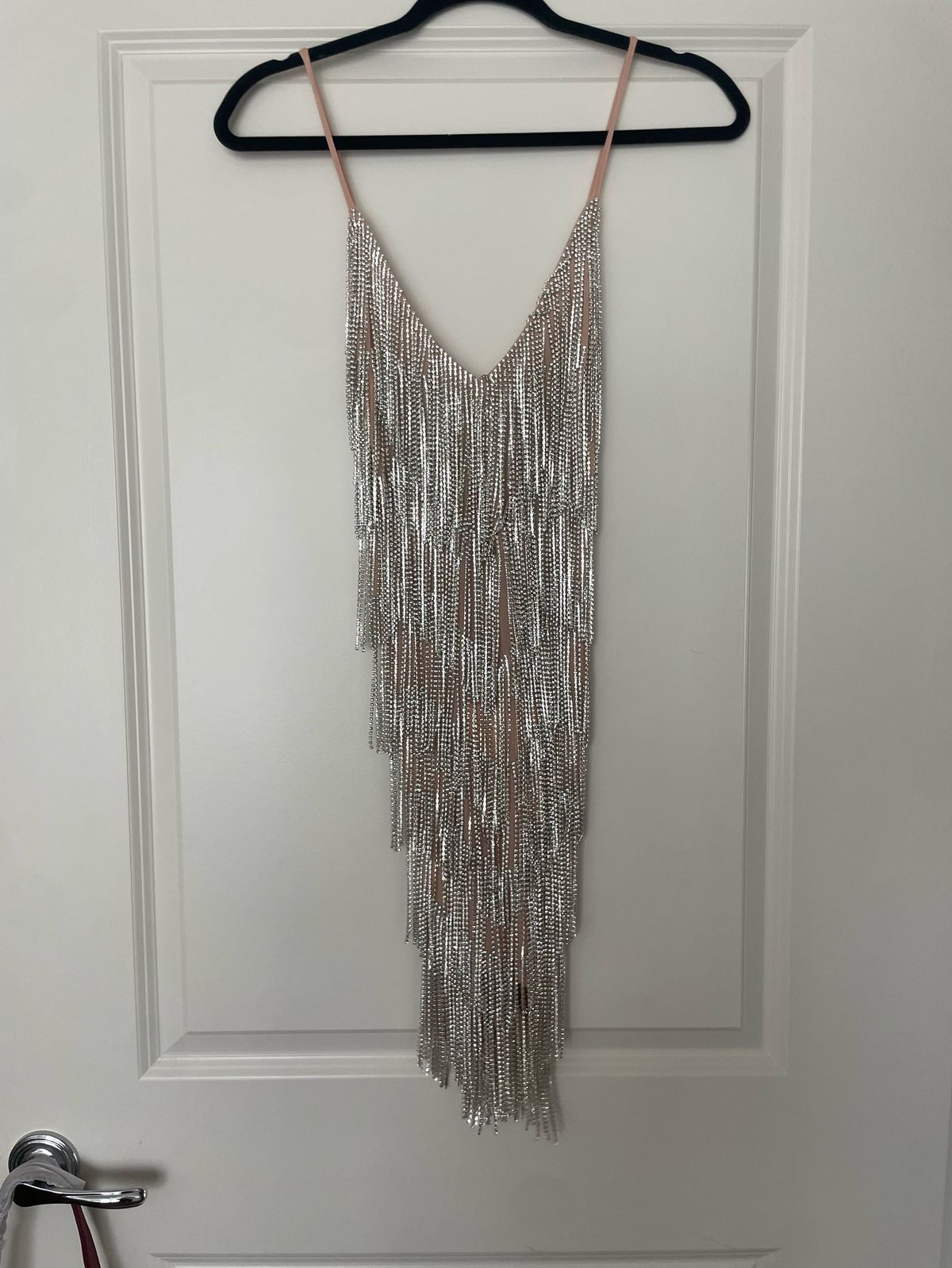 Mew Mews Size S Nightclub Sequined Silver Cocktail Dress on Queenly