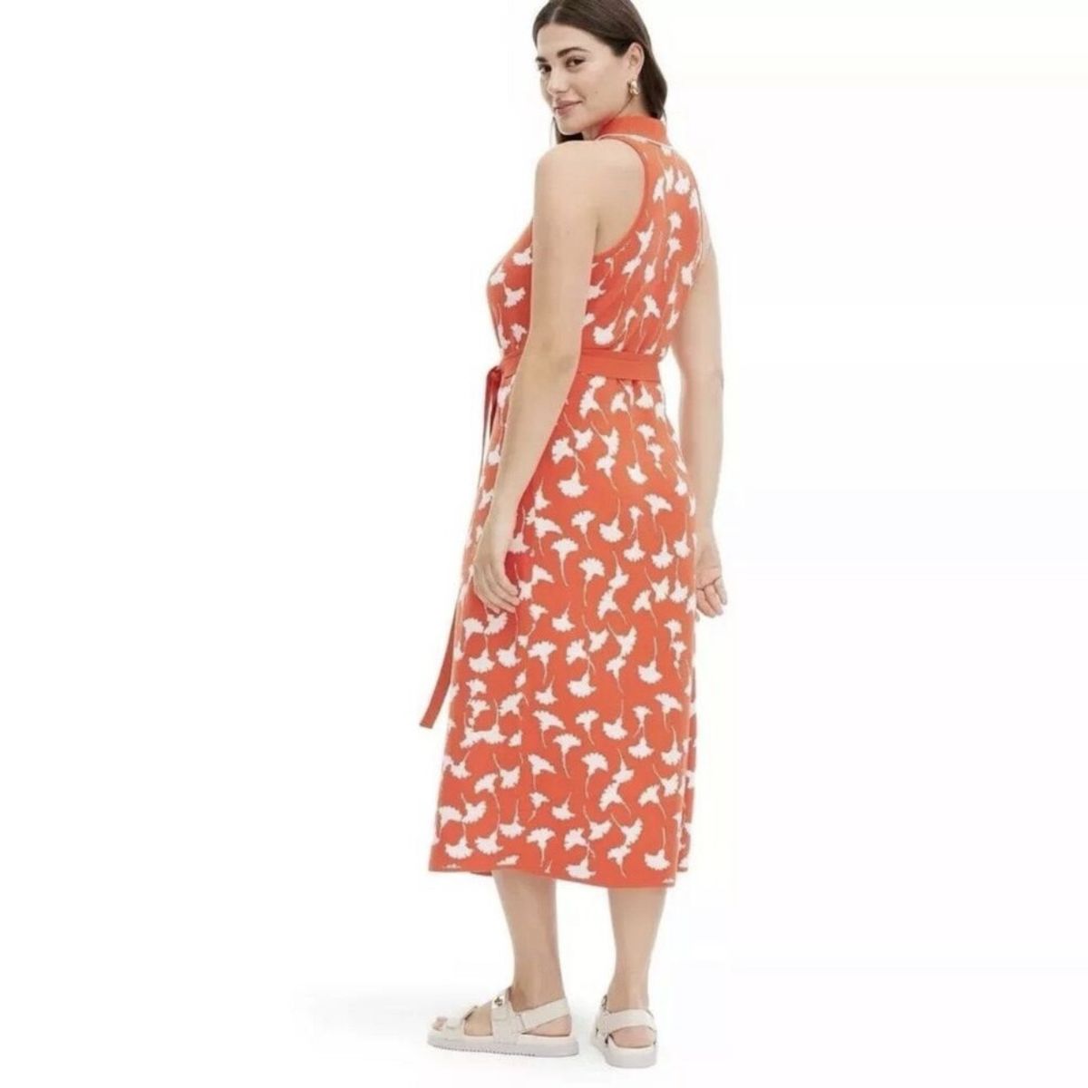 Diane Von Furstenberg Size 2X Plunge Orange Cocktail Dress on Queenly