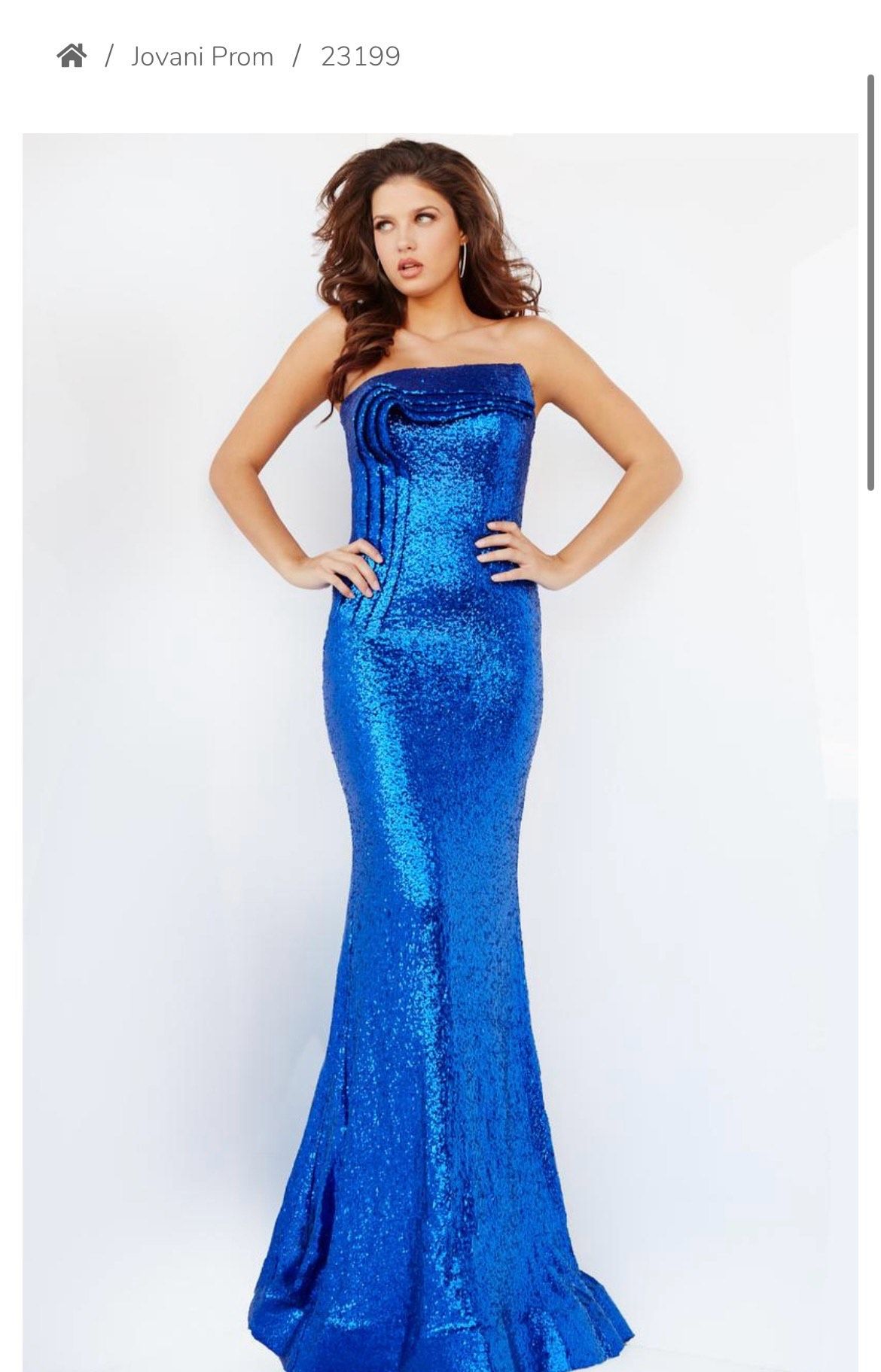 Style 23199 Jovani Size 10 Prom Strapless Blue Mermaid Dress on Queenly