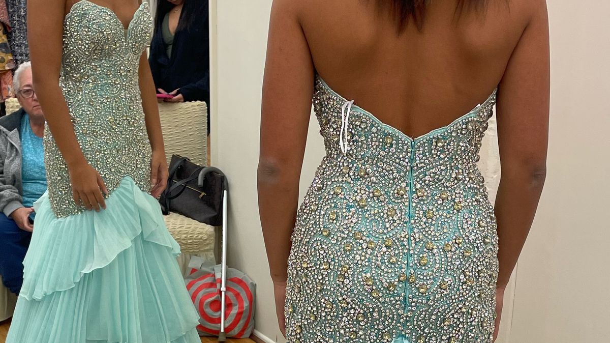 Mac Duggal Size 4 Pageant Strapless Blue Mermaid Dress on Queenly