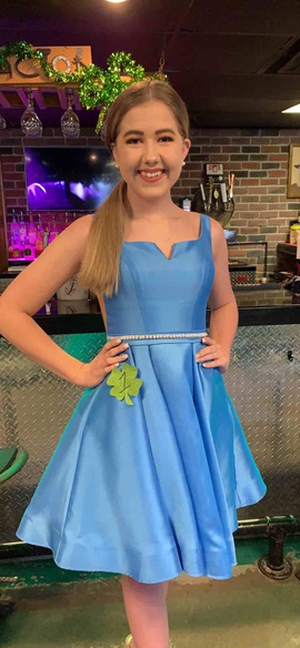 Sherri Hill Blue Size 4 Flare Cocktail Dress on Queenly