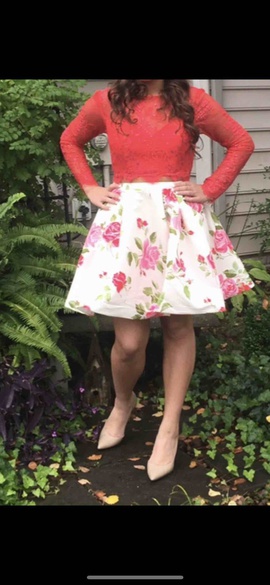 Sherri Hill Pink Size 10 Floral Sleeves Cocktail Dress on Queenly