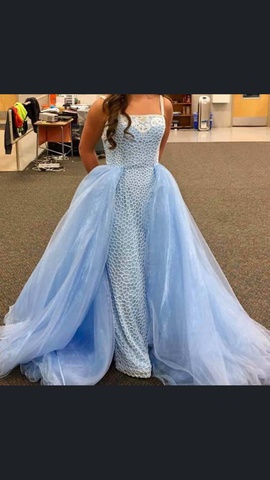 Sherri Hill Blue Size 4 Tulle Pageant Straight Dress on Queenly