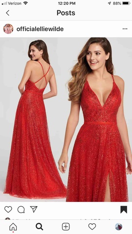 Ellie Wilde Red Size 6 Sequin Side Slit A-line Dress on Queenly