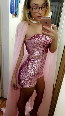 Sherri Hill Pink Size 0 Train Romper/Jumpsuit Dress on Queenly
