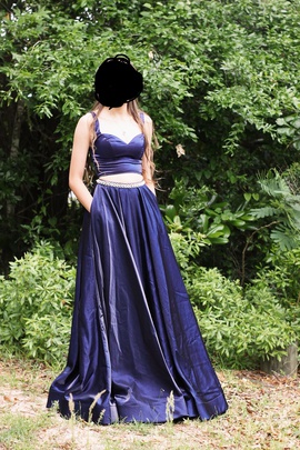 La Femme Blue Size 00 Two Piece Prom Ball gown on Queenly