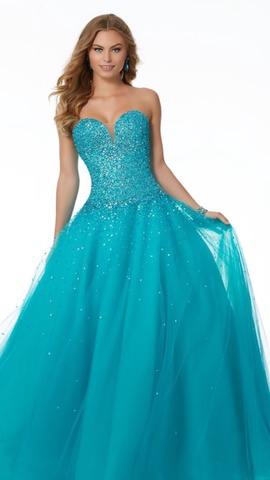 Mori Lee Blue Size 6 Sweetheart Ball gown on Queenly