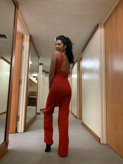 Sherri Hill Red Size 6 Jumpsuit Floor Length Romper/Jumpsuit Dress on Queenly