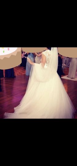 Allure Bridals White Size 6 Custom Wedding Sequin Ball gown on Queenly