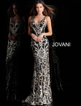 Jovani Black Tie Size 8 Pattern Floor Length Straight Dress on Queenly