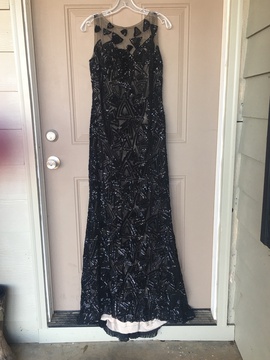 Jovani Black Size 12 Sequined Pattern Medium Height Straight Dress on Queenly
