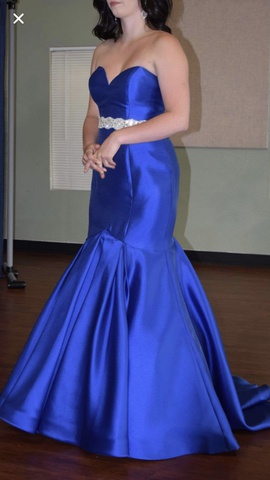 Rachel Allan Royal Blue Size 4 Belt Mermaid Dress on Queenly