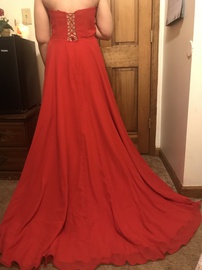 Faviana Red Size 14 Floor Length Train Dress on Queenly
