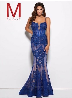 Mac Duggal Blue Size 4 Jewelled Mermaid Dress on Queenly
