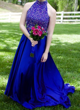Sherri Hill Blue Size 6 Jewelled Sequin A-line Dress on Queenly