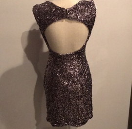 Sherri Hill Silver Size 4 Sequined Homecoming Cocktail Dress on Queenly