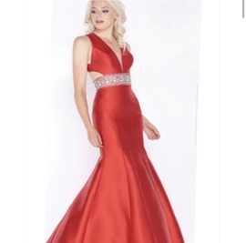 Mac Duggal Red Size 4 Pageant Tall Height Mermaid Dress on Queenly