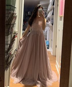 Say Yes to the Prom Pink Size 0 Sheer Ball gown on Queenly
