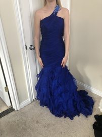 Jovani Blue Size 0 Silk Mermaid Dress on Queenly