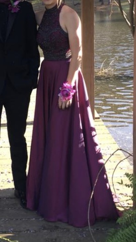 Sherri Hill Purple Size 4 Halter Ball gown on Queenly