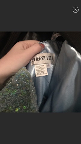 Sherri Hill Blue Size 6 Ruffles Strapless Train Dress on Queenly