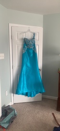 Jovani Blue Size 6 Train Mermaid Dress on Queenly