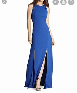 Halston Heritage Blue Size 2 Side Slit Ball gown on Queenly
