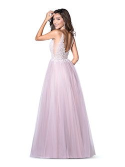 Style 7848 Vienna Pink Size 6 A-line Backless Side slit Dress on Queenly