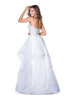 Style 7858 Vienna White Size 8 Ruffles Sweetheart Backless A-line Dress on Queenly
