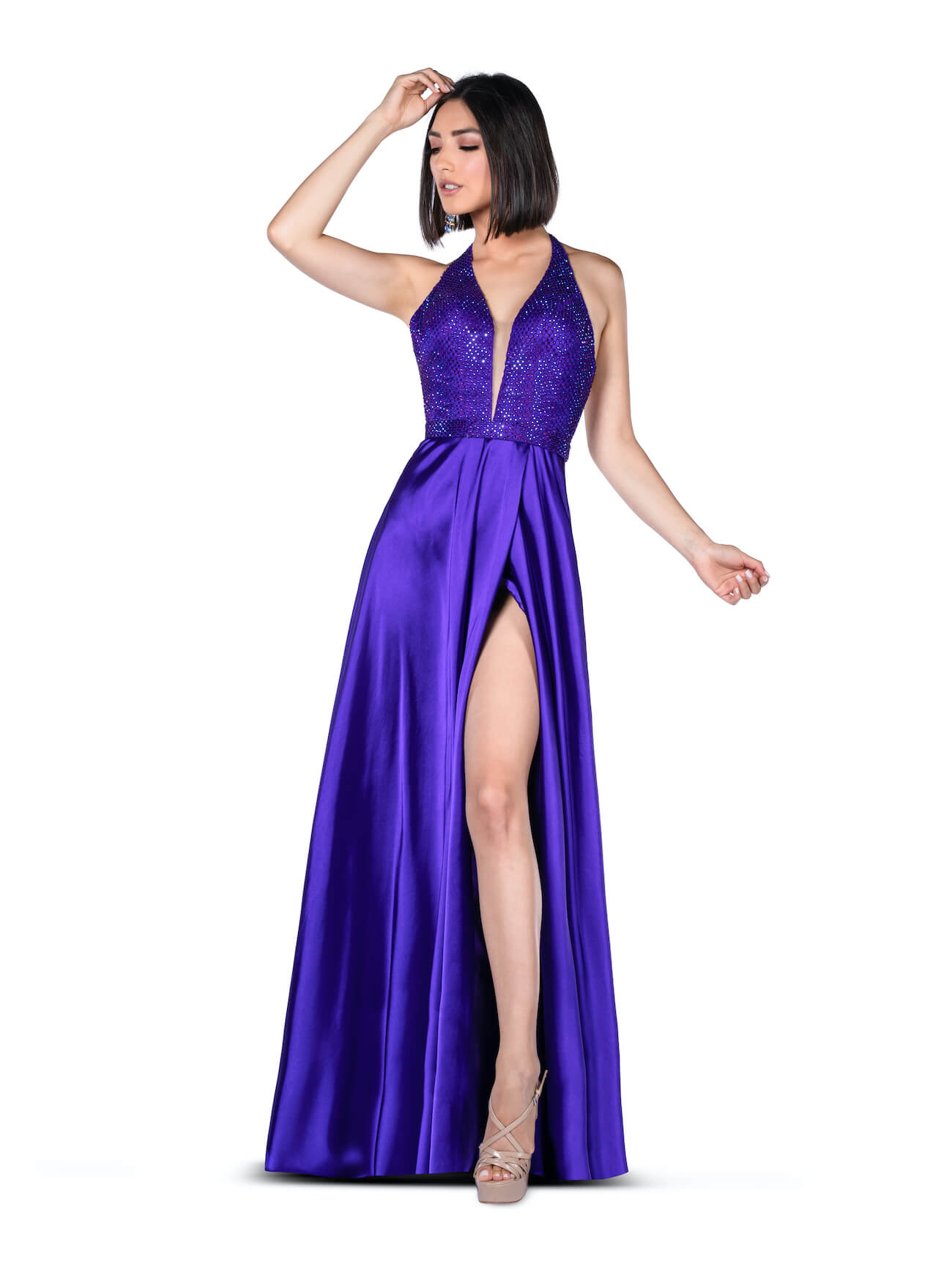 Vienna Purple Size 2 A-line Backless Side slit Dress on Queenly