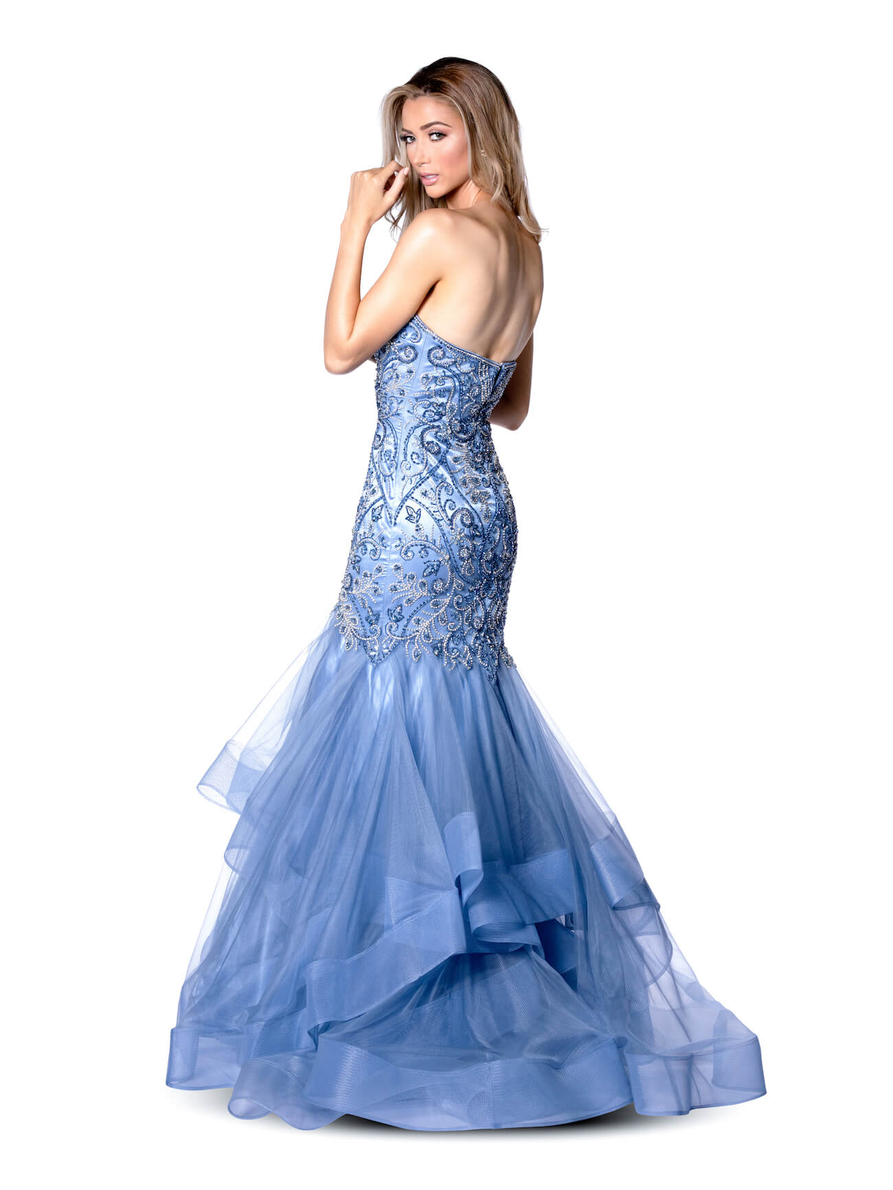 Vienna Light Blue Size 2 Ruffles Mermaid Dress on Queenly