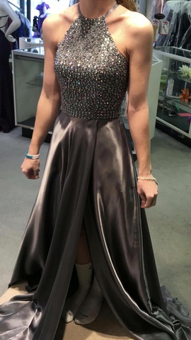 Sherri Hill Silver Size 0 Pockets Side slit Dress on Queenly
