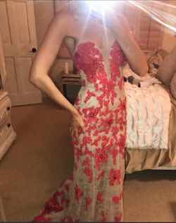 Sherri Hill Red Size 0 Strapless Train Floral Mermaid Dress on Queenly