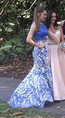 Sherri Hill Blue Size 6 Backless Floral Train Dress on Queenly