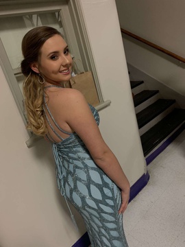 Sherri Hill Blue Size 8 Prom Jersey Mermaid Dress on Queenly