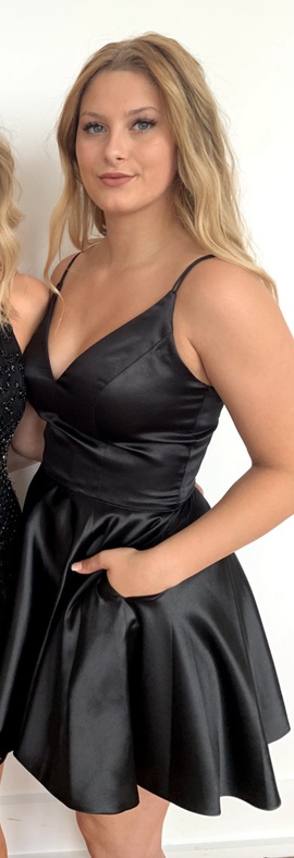 Sherri Hill Black Size 6 Silk Pockets A-line Dress on Queenly