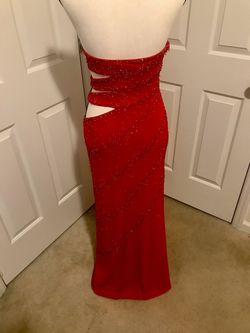 Precious Formals Red Size 4 Short Height Cut Out Prom Straight Dress on Queenly