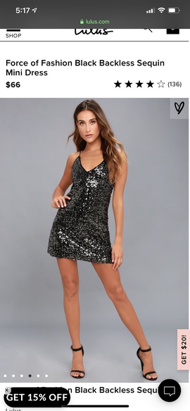 Force of Fashion Black Backless Sequin Mini Dress 