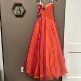 Tony Bowls Orange Size 6 Jewelled Sequin Ball gown on Queenly