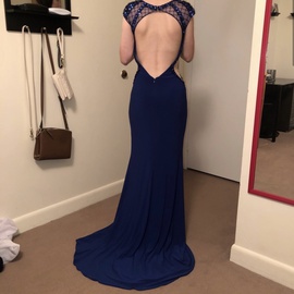 Sherri Hill Blue Size 2 Backless Sheer Mermaid Dress on Queenly