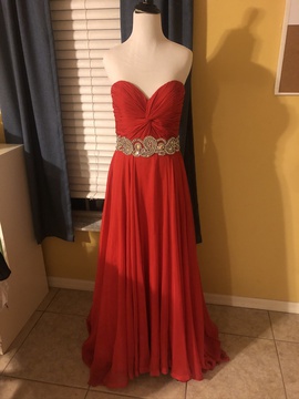 Jovani Red Size 6 Strapless Straight Dress on Queenly