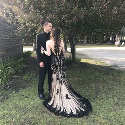Tiffany Designs Black Size 4 Prom Medium Height Train Dress on Queenly